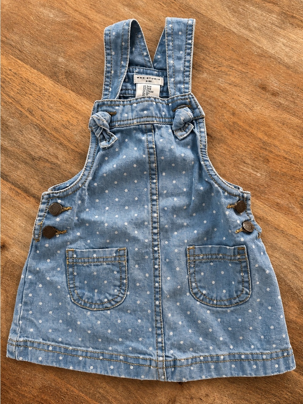 Max Studio Kids Baby Girl 24M Pin Dot Denim Overall Dress Jumper